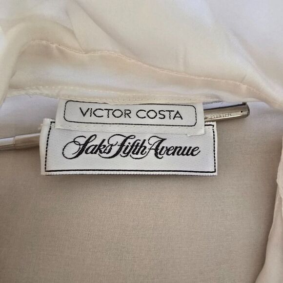 Victor Costa Saks Fifth Avenue Evening Blouse Beige Pleated USA Made Sz 4 VTG - Picture 8 of 11